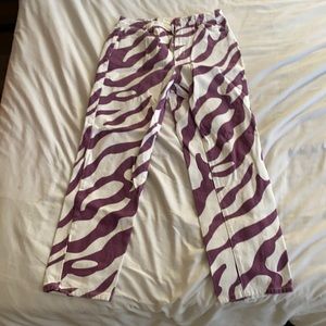 Purple Zebra Print Straight Leg Jeans
